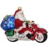 CDL Glass Blown Motorbike Riding Santa Ornaments (5",Santa G84) view 1