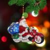 CDL Glass Blown Motorbike Riding Santa Ornaments (5",Santa G84) view 3