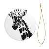Black and White Giraffe Printed Christmas Ornament,Round Porcelain Christmas Ornaments,Christmas Tree Decorations for Home Holidays view 2