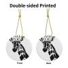 Black and White Giraffe Printed Christmas Ornament,Round Porcelain Christmas Ornaments,Christmas Tree Decorations for Home Holidays view 3