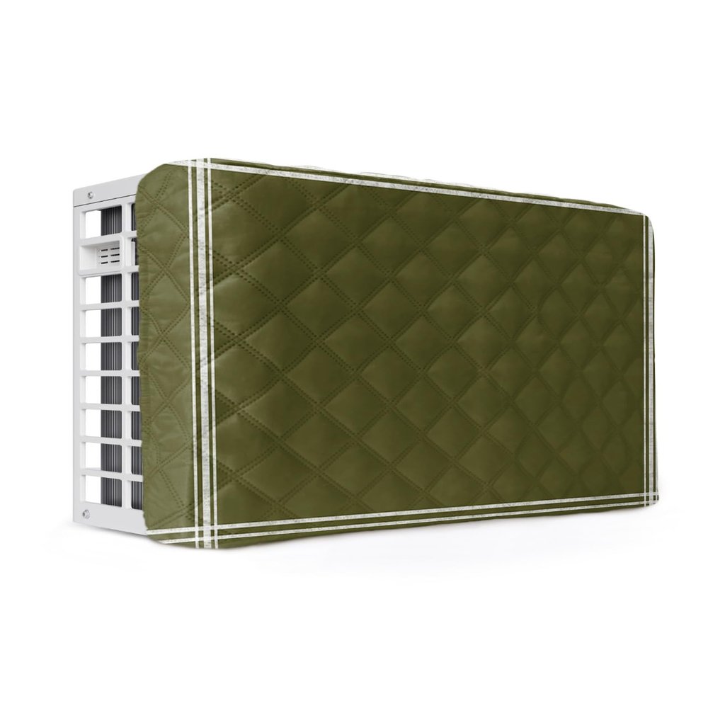 QueenKer Indoor Air Conditioner Cover, Solid Color Dark Olive Green Waterproof Indoor AC Cover Inside Window AC Cover with Free Elastic Straps for Window Units, 21 X 15 X 3.5 Inch
