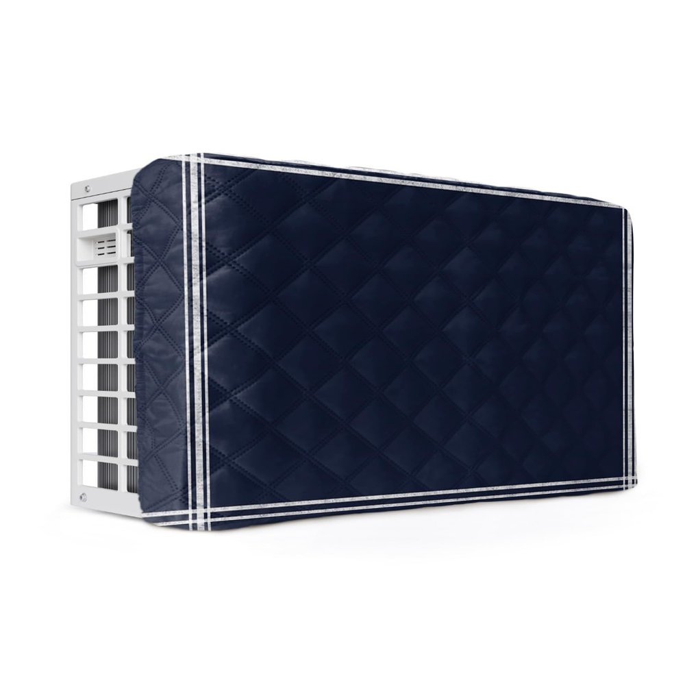 QueenKer Indoor Air Conditioner Cover, Solid Color Dark Blue Waterproof Indoor AC Cover Inside Window AC Cover with Free Elastic Straps for Window Units, 21 X 15 X 3.5 Inch