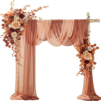 Ting's time Artificial Wedding Arch Flowers Kit(Pack of 4) 2pcs Large Artificial Flower Swags with 2pcs Draping Fabric for Wedding Party Ceremony Decoration(Burnt Orange)