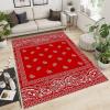 Red Damascus Style Area Rug, Cashew Nut Pattern Washable Carpet, Indoor Non-Slip Kids Rugs, Machine Washable Breathable Durable Carpet for Front Entrance Floor Decor(3.2x5ft view 1