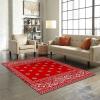Red Damascus Style Area Rug, Cashew Nut Pattern Washable Carpet, Indoor Non-Slip Kids Rugs, Machine Washable Breathable Durable Carpet for Front Entrance Floor Decor(3.2x5ft view 3