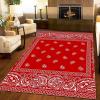Red Damascus Style Area Rug, Cashew Nut Pattern Washable Carpet, Indoor Non-Slip Kids Rugs, Machine Washable Breathable Durable Carpet for Front Entrance Floor Decor(3.2x5ft view 4