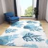 BISINA Cyan Blue Coral Area Rug, Coastal Nautical Indoor Non-Slip Kids Rugs, for Room Sofa Living Room Mat Bedroom Home Decor Floor Mats6x8ft view 3