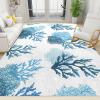 BISINA Cyan Blue Coral Area Rug, Coastal Nautical Indoor Non-Slip Kids Rugs, for Room Sofa Living Room Mat Bedroom Home Decor Floor Mats6x8ft view 4