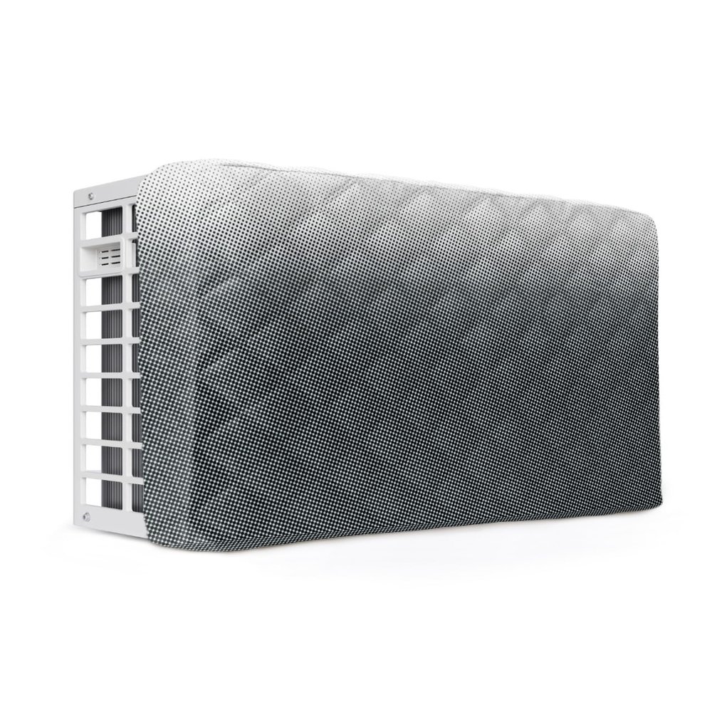 QueenKer Indoor Air Conditioner Cover, Solid Gradient Polka Dot Grey Waterproof Indoor AC Cover Inside Window AC Cover with Free Elastic Straps for Window Units, 21 X 15 X 3.5 Inch