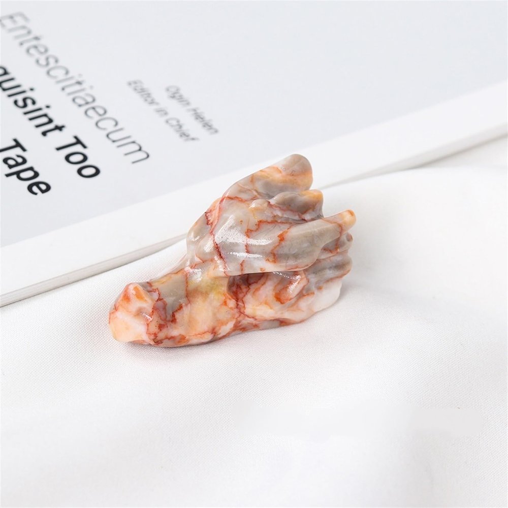 AtkitS Natural Crystal Carving Obsidian Aventurine Quartz Dragon Head Skull Figurine Crafts Gift Home Decor (Color : Red Grid Stone)