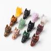 AtkitS Natural Crystal Carving Obsidian Aventurine Quartz Dragon Head Skull Figurine Crafts Gift Home Decor (Color : Red Grid Stone) view 2