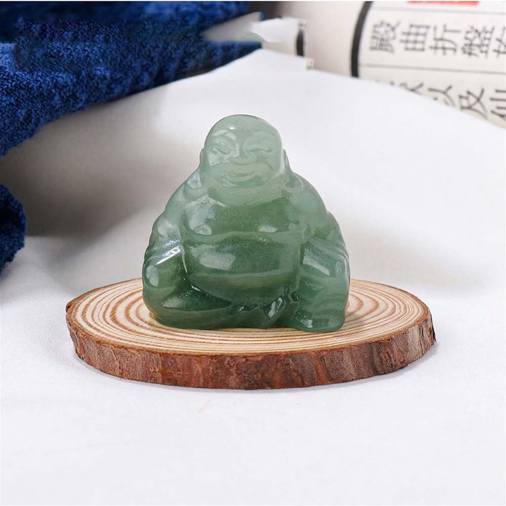 AtkitS Smiling Buddha Figurine Gem Handicraft Carving Natural Stones Rose Quartz Aventurine Meditation Treatment Home Decoratio (Color : Aventurine Quartz)