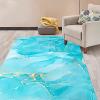Gilt Gold Marble Area Rugs, Turquoise Gold Modern Abstract Soft Washable Carpet, Soft Non-Slip Machine Large Rugs for Kids Teen Girls Boys Bedroom Living Room Office(4x6ft view 1