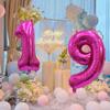 YFHVJTKO 32 Inch Number 19 Gold Crown Balloon Set,19th Celebration Decorations for Happy 19th Birthday Party Wedding Bridal Shower Engagement Photo Shoot Anniversary Decoration, Rose Red 19 Balloon view 2