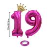 YFHVJTKO 32 Inch Number 19 Gold Crown Balloon Set,19th Celebration Decorations for Happy 19th Birthday Party Wedding Bridal Shower Engagement Photo Shoot Anniversary Decoration, Rose Red 19 Balloon view 3