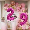 YFHVJTKO 32 Inch Number 19 Gold Crown Balloon Set,19th Celebration Decorations for Happy 19th Birthday Party Wedding Bridal Shower Engagement Photo Shoot Anniversary Decoration, Rose Red 19 Balloon view 4
