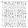 YSSFAV Black Grey Heart Shower Curtain Valentine's Day Minimalist Bathroom Decor Curtains Set with Hooks view 4