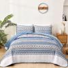 WONGS BEDDING Boho King Quilt Set, Light Blue Bohemian King Quilt Bedding Set, Lightweight Microfiber Bed Decor Bedspread for All Season 104"x90"(3 Pieces) view 1