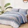 WONGS BEDDING Boho King Quilt Set, Light Blue Bohemian King Quilt Bedding Set, Lightweight Microfiber Bed Decor Bedspread for All Season 104"x90"(3 Pieces) view 2