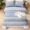WONGS BEDDING Boho King Quilt Set, Light Blue Bohemian King Quilt Bedding Set, Lightweight Microfiber Bed Decor Bedspread for All Season 104"x90"(3 Pieces) view 3