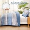 WONGS BEDDING Boho King Quilt Set, Light Blue Bohemian King Quilt Bedding Set, Lightweight Microfiber Bed Decor Bedspread for All Season 104"x90"(3 Pieces) view 4