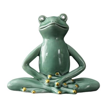 10.6cm Ceramics Tea Pet Ornaments Zen Frog Statue Tea Figurine Decoration Crafts Tea Set Accessories