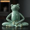 10.6cm Ceramics Tea Pet Ornaments Zen Frog Statue Tea Figurine Decoration Crafts Tea Set Accessories view 2