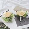 AWARDSEN Champagne Corsage,Champagne Pocket Boutonniere,2pcs Prom Corsage and Boutonniere Set,Silk Boutonniere for Men,Wedding Prom Graduate Decor view 2