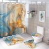 Dunmat 4Pcs Modern Horse Shower Curtain Sets with Non-Slip Rugs view 1