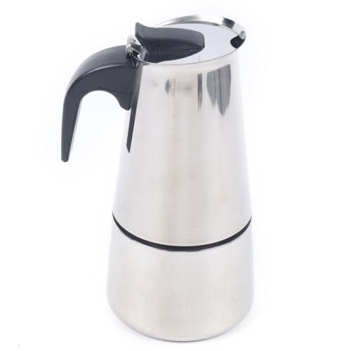AOOCHU Espresso Coffer Maker Stainless Steel Moka Coffee Pot With Electric Stove Stovetop Expresso Percolator Easy To Clean Italian Cooker Induction Portable Cafeteria Classic Cafe Silver (6 cup)