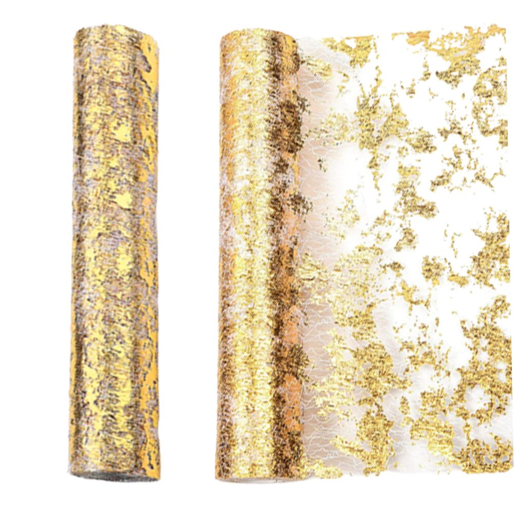 KUYYFDS Gold Table Runner 2Pcs Christmas Table Runner 28 * 275cm Tailorable Decorative Gold Foil Table Runner Transparent Mesh Gold Runner for Table Party Wedding Christmas Gold Table Decorations