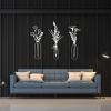 cadeali Flower in Vase Metal Wall Decor, Art, Minimalist Decor Natural Themed Rustic Farmhouse Style, For Living Room, Fathers Day Gift (Black, 32'' x 35'' | 82 90 cm) view 2