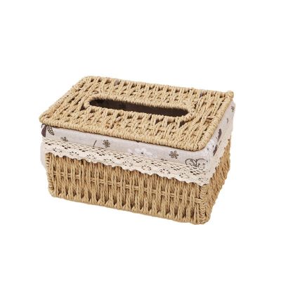 Tissue Box Cover Tissue Box Tissues Cylinder Tissue Holder Rattan Rectangle Napkin Storage Box Cube Box For Bathroom Office Car Bedrooms for Bathroom Room Office Car ( Color : Natural , Size : 19*13*1