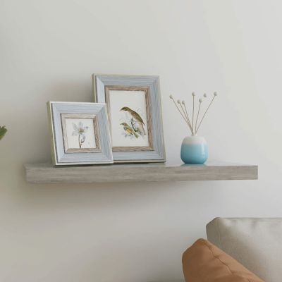Gecheer Floating Wall Shelf, Modern Honeycomb MDF with Metal Frame, 23.6 x 9.3 x 1.5 Inches, Concrete Grey for Living Room, Bedroom, Office Decor