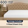 SGI Bedding 80W  98L 1Pc Texas King Fitted Sheet Only 100% Egyptian Cotton - 600 TC Fits 15" Deep Pocket - Soft Breathable Luxury Oversized Sheets, for Extra Large Beds - White view 2