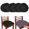 ECYC Ltd Set of 4 Stretch Fitted Chair Seat Cushion Covers, Upholstered Dining Chair Seat Protectors Covers Removable Washable Stretchable Elastic Kitchen Chair Seat Slipcovers, Black view 1