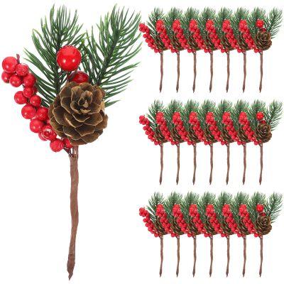 Ciieeo 10pcs Artificial Berry Picks Artificial Red Berry Stems Christmas for Xmas Winter Holiday Home DIY Ornaments