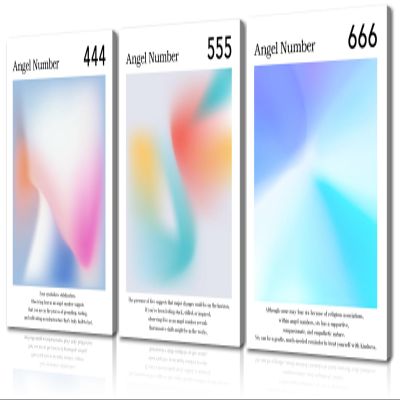 3 Piece Angel Numbers Poster Colorful Gradient Wall Art Inspirational Quotes Wall Art Spiritual Wall Art Minimalist Wall Decor Aesthetic Wall Art for Bedroom Decor (20''Wx28''Hx3PCS)