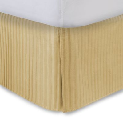 Full Bed Skirt Gold Stripe Bed Skirt 14 Inch Drop Tailored/Pleated Striped Bedskirt, Dust Ruffle with Split Corners and Platform