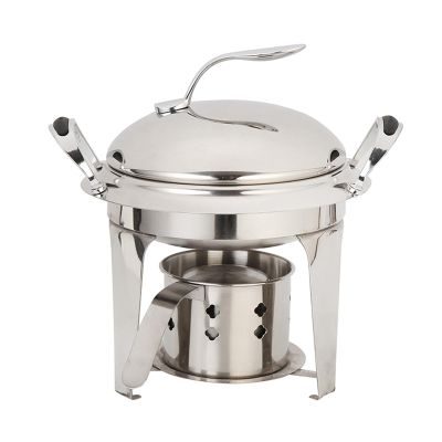 UGCER Round Chafing Dish Stainless Steel Chafer and Buffet Warmer Set with Food Pan, Fuel Holder and Lid for Catering Party Wedding,Silver