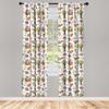 Ambesonne Forest Window Curtains Pack of 2, Doodle Woodland Creatures as Honey Bear Rabbit Fox and Raccoon in Nature Habitat, Lightweight Set with Rod Pocket, 4 Panels of - 28" x 84", Green Brown view 2