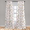 Ambesonne Autumn Window Curtains Pack of 2, Watercolor Birds on a Tree with Yellow Leaves During Fall Season, Lightweight Set with Rod Pocket, 4 Panels of - 28" x 95", Peach White view 3