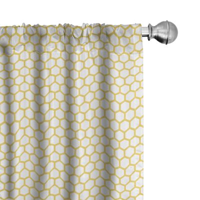 Ambesonne Yellow and White Window Curtains Pack of 2, Hexagonal Pattern Honeycomb Beehive Simplistic Geometrical Monochrome, Lightweight Set with Rod Pocket, 4 Panels of - 28" x 84", Yellow White