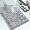 Yimobra Luxury Chenille U-Shaped Toilet Rug, Super Soft Shaggy Contour Bath Mat for Bathroom Floor, Fluffy, Water Absorbent, Non Slip, Machine Washable, Dry Quickly, 24''x 20'', Light Grey & Dark Grey view 1