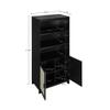 Manhattan Comfort Sheridan Bookshelf with Adjustable Shelves, Bookcase with Concealed Storage and Rattan Soft Close Doors 3 Tier Display Cabinet for Living Room Home Office or Bedroom, Set of 2, Black view 3
