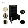 Manhattan Comfort Sheridan Bookshelf with Adjustable Shelves, Bookcase with Concealed Storage and Rattan Soft Close Doors 3 Tier Display Cabinet for Living Room Home Office or Bedroom, Set of 2, Black view 4