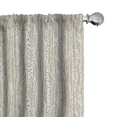 Ambesonne Birch Tree Window Curtains Pack of 2, Forest Fresh Foliage Nature Abstract Trunks Black Spots, Lightweight Set with Rod Pocket, 4 Panels of - 28" x 84", Tan Green