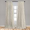 Ambesonne Birch Tree Window Curtains Pack of 2, Forest Fresh Foliage Nature Abstract Trunks Black Spots, Lightweight Set with Rod Pocket, 4 Panels of - 28" x 84", Tan Green view 3