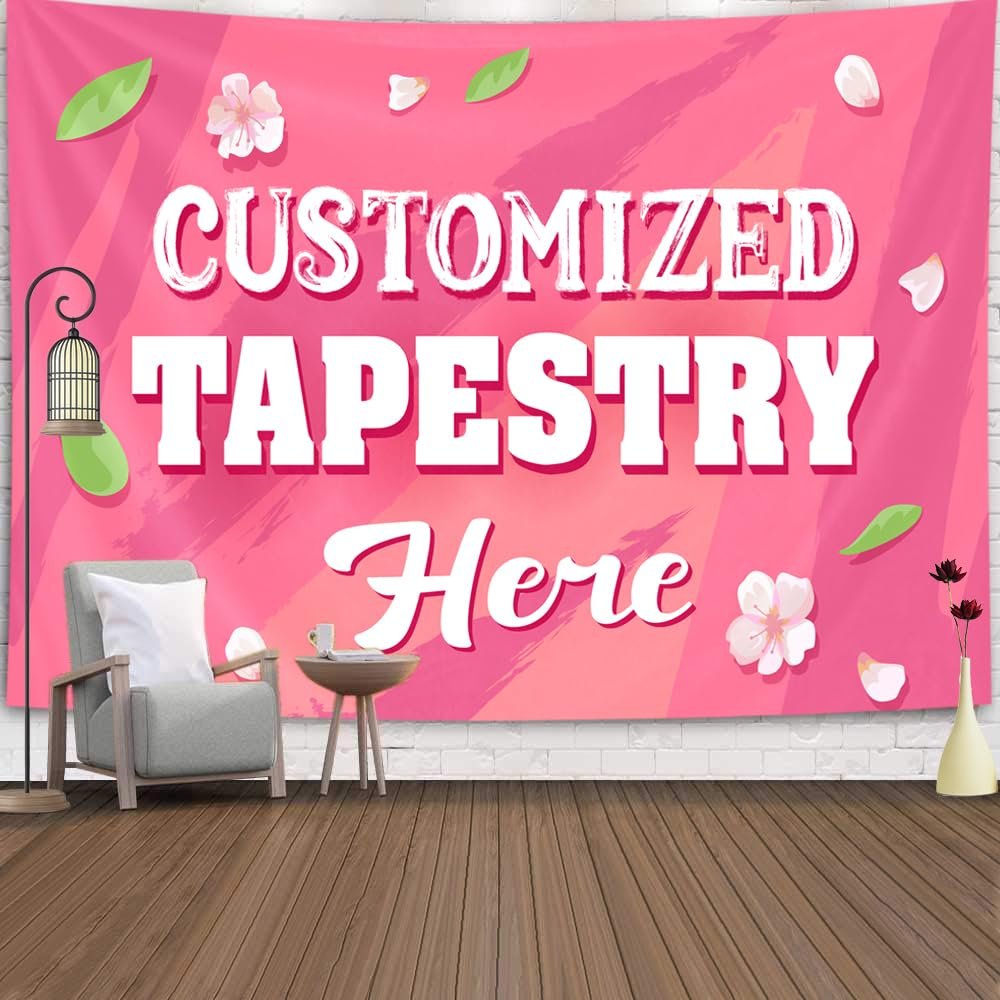 KYVBUOTS Custom Tapestry Upload Images Customized Wall Hanging Personalized Backdrop with Photo&Text Posters Banners and Signs Customize for Bedroom (60 * 40inch Horizontal)