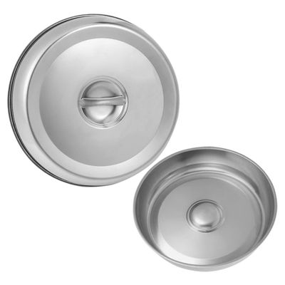 2pcs Grill Cover Stainless Steel Melting Dome Lid Indoor Grill and Griddle Plate Covers for Dinner Plates Stainless Steak Cover Round Baking Pan Food Micro-wave Oven